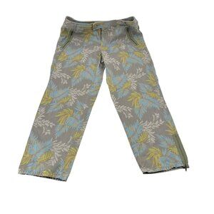 Liz Claiborne Womens Tropical Print Pants Size 12 Cotton Zip‎ Hem & Pockets